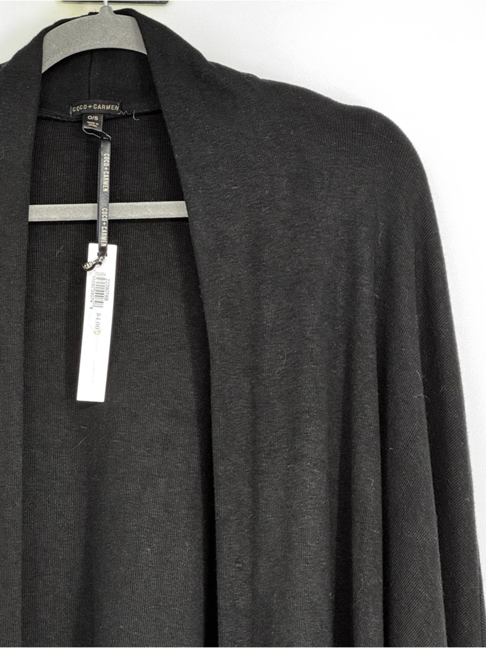 NETS Coco + Carmen One Size Black Cardigan w Fringe and Dolman Sleeves - Picture 4 of 15
